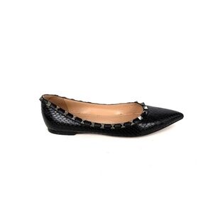 VALENTINO Rockstud Black Snakeskin Leather Flats 38, 7.5  Designer: VA
